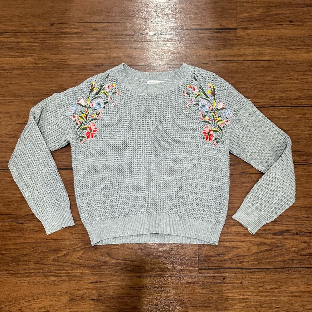 Woven Heart Grey Sweater